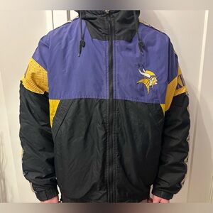 Vtg Minnesota Vikings Game Day Jacket Size L NFL Pro Line 90s Hood Quilt